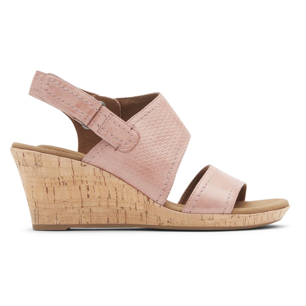 Rockport Canada Briah Asymmetrical 2-Piece - Womens Wedges Sandals Pink (HRI529160)